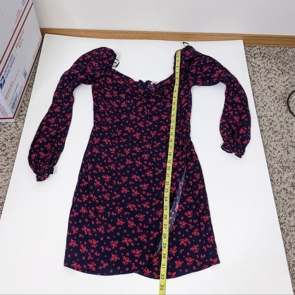 Francesca's Miami Sweetheart Neck Long Sleeve Floral Mini Dress - Size Small - Picture 9 of 9